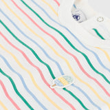 Petit Bateau Baby Multi Striped s/s Tee w/ Ice Cream Patch & Shorts Set ~ White Multi/Blue