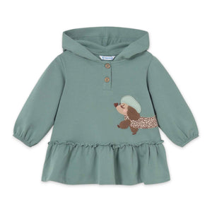 Mayoral Baby Girl Parisian Poodle Hooded Dress ~ Lagoon