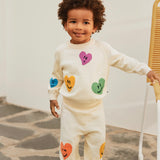 Molo Baby Gilby Knit Sweater & Solana Knit Pants Set ~ Heart Vibes