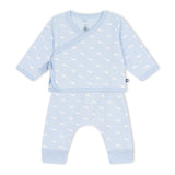 Petit Bateau Whale Print Cardigan & Pants Set ~ Blue/White