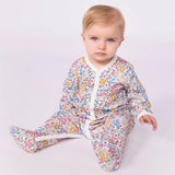 Petit Bateau Front Snap Floral Print Footie ~ Multi