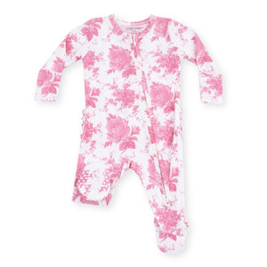 Angel Dear 2 Way Zipper Ruffle Footie ~ Vintage Pink Roses