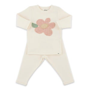 Oh Baby! Cable Knit Daisy 2pc Set ~ Sugar Cookie