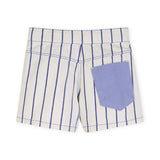 Billieblush Striped Collared s/s Shirt & Contrast Pocket Shorts Set ~ White/Blue