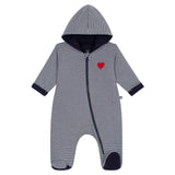 Petit Bateau Striped Padded Hooded Bunting ~ Navy/White