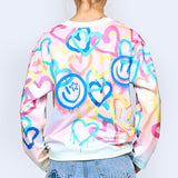 Hannah Banana Colorful Graffiti Sweatshirt 7-12 ~ Pink Multi