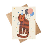 Daria Solak Illustrations Party Tiger w/ Balloons Birthday Card