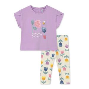 Mayoral Baby Girl 3D Flower Top & Printed Leggings Set ~ Lilac
