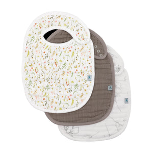 Little Unicorn Organic Cotton Muslin Classic Bib 3 Pack ~ Floral Field