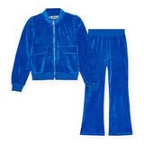 Molo Malika Velour Zip Sweatshirt & Flared Velour Sweatpants Set ~ Lapis Blue