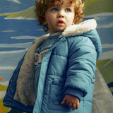 Mayoral Baby Boy Faux Fur Lined Puffer Coat ~ Blue