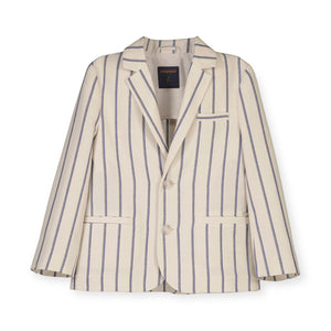 Mayoral Boys Linen Blend Striped Blazer ~ Stone