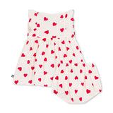 Petit Bateau Sleeveless Gauze Heart Print Dress w/ Bloomer~ Ecru/Red