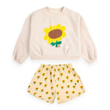 Bobo Choses Sunflower Cropped Sweatshirt & Shorts Set ~ Off White