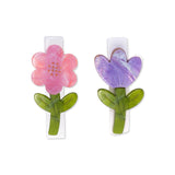 Lilies & Roses Pink & Purple Shimmer Flowers Hair Clips