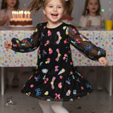 Baby Sara Sequin Mesh Empire Tier Dress ~ Black Multi