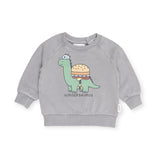 Huxbaby Burgersaurus Sweatshirt & Vintage Dino Slouch Pants Set ~ Washed Grey