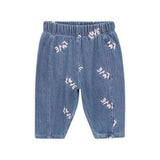 Billieblush Baby Love l/s T-Shirt w/ Ruffle & Embroidered Denim Pants Set ~ Pink/Blue