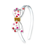 Lilies & Roses Fat Bow Bear Headband ~ Red/Pink Hearts