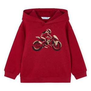 Mayoral Boys Embossed Graphic Hoodie ~ Red