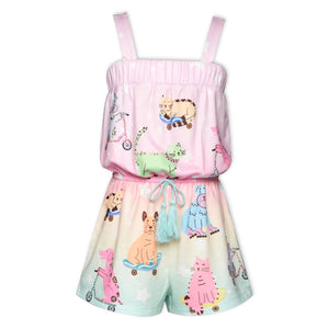 Baby Sara Dog Print Romper ~ Pink Multi