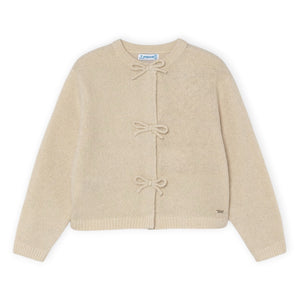 Mayoral Girls Knit Cardigan w/ Bows ~ Beige Vigo