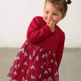 Mayoral Baby Girl Hearts Print Tulle Dress ~ Red