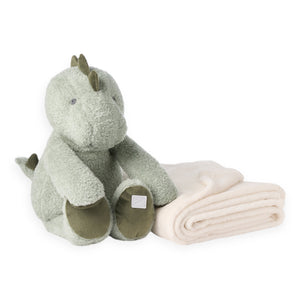 Elegant Baby Bedtime Huggie Blanket w/ Plush Toy ~ Dinosaur