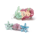 Lilies & Roses Light Green Pearlized Mermaid & Shells Hair Clips