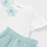 Mayoral Girls Embellished Top & Tulle Skirt Set ~ Lake