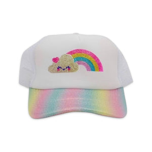 Bari Lynn Toddler Trucker Hat ~ Cloud & Rainbow/Pastel Galaxy