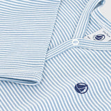 Petit Bateau Front Snap Striped Footie ~ Soft Blue/White