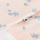 Petit Bateau Front Snap Striped Elephant Print Footie ~ Multi