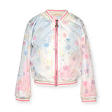Baby Sara Butterfly Embroidered Bomber Jacket ~ White/Multi