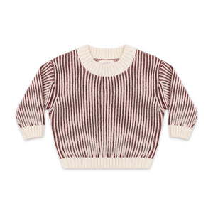 Quincy Mae Relaxed Chunky Knit Sweater & Pants Set ~ Black Cherry Stripe