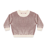 Quincy Mae Relaxed Chunky Knit Sweater & Pants Set ~ Black Cherry Stripe