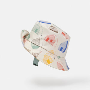 7am Rainwear Printed Bucket Hat ~ Houses Teal