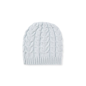 Elegant Baby Horseshoe Cable Knit Hat ~ Pale Blue