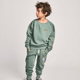 Munster Kids Pointbreak Crew Neck Sweatshirt & Stickers Sweatpants Set ~ New Green