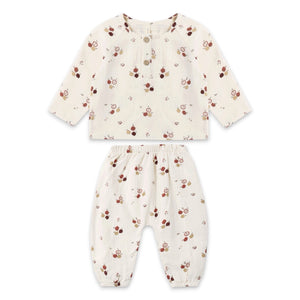 Quincy Mae Zion Woven Shirt & Pants Set ~ Apples/Natural