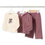 Mayoral Baby Girl Zip Hoodie, l/s Top & Pants Set ~ Violet