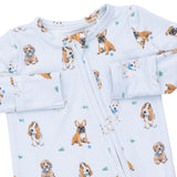 Angel Dear 2 Way Zipper Footie ~ Bestie Dogs Blue