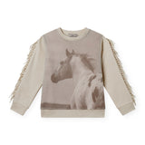 Stella McCartney Girls Horse Sweatshirt w/ Fringe 7-12 ~ White