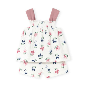 Mayoral Baby Girl Bambula Floral Shorts Set ~ Rose