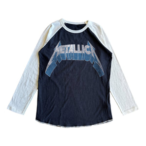 Rowdy Sprout Baby Metallica Retro Logo l/s Raglan Tee ~ Vintage Black/White