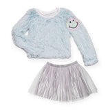 MIA New York Happy Patch Shag Sweater & Fairytale Skirt Set ~ Blue/Silver