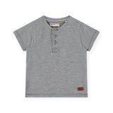 Babyface Baby Boy s/s Henley ~ Dark Grey Stripe