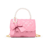 Tiny Treats Quilted Pearl Handle Bow Ribbon Handbag