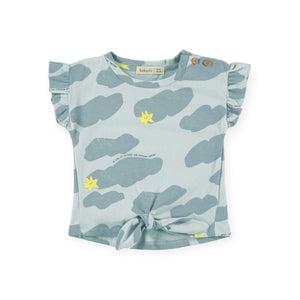 Babyclic Printed Tie Front Flutter Sleeve Top & Shorts Set ~ Ciel Agua