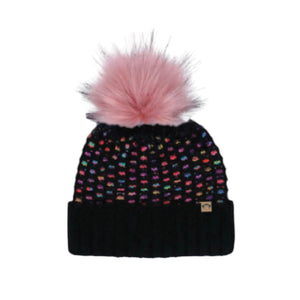 Appaman Kathleen Pom Beanie ~ Black/Pink
